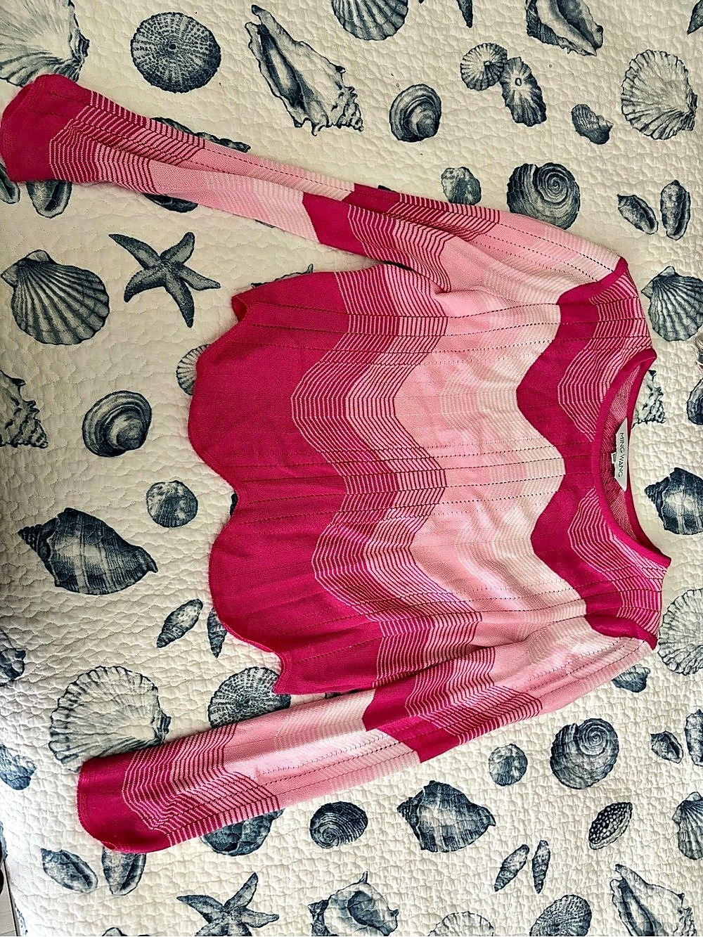 Ming Wang Geometric Pink Sweater Size XXS Like New